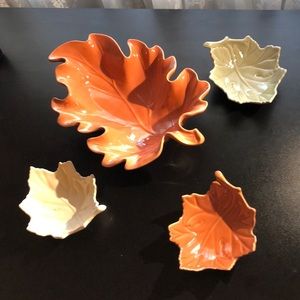 NEW LISTING! Autumn Leaf Platter w/3 Plates